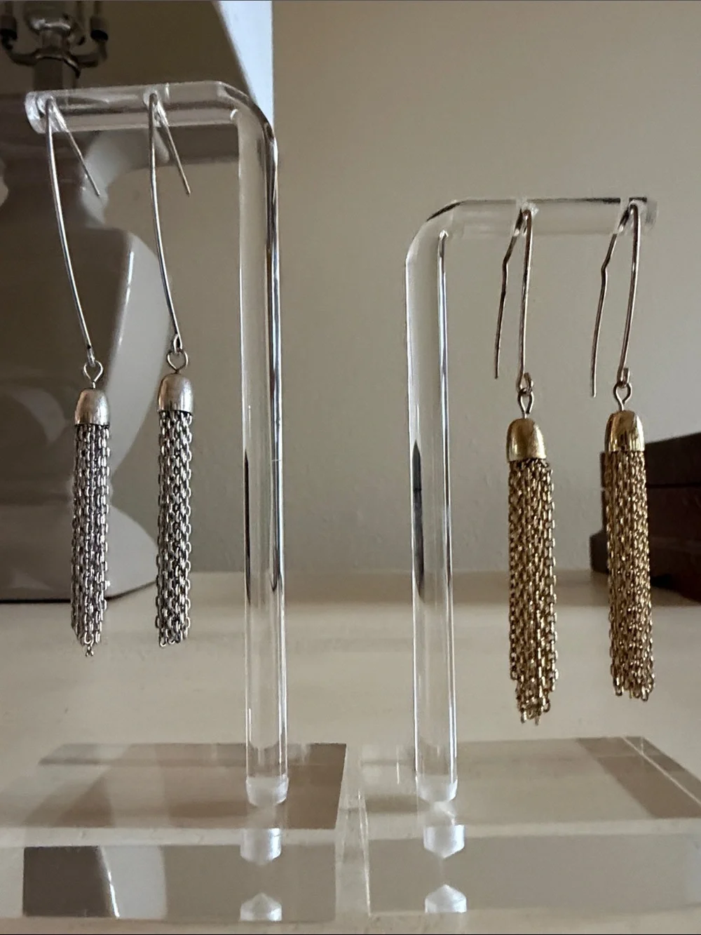 Gold and Silver Tassel Drop Earrings - Women Jewelry